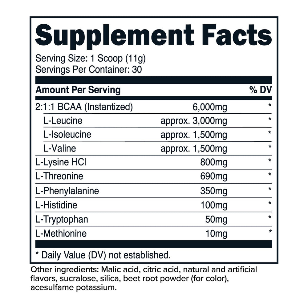 Primaforce EAA Powder Nutrition Facts back label Watermelon