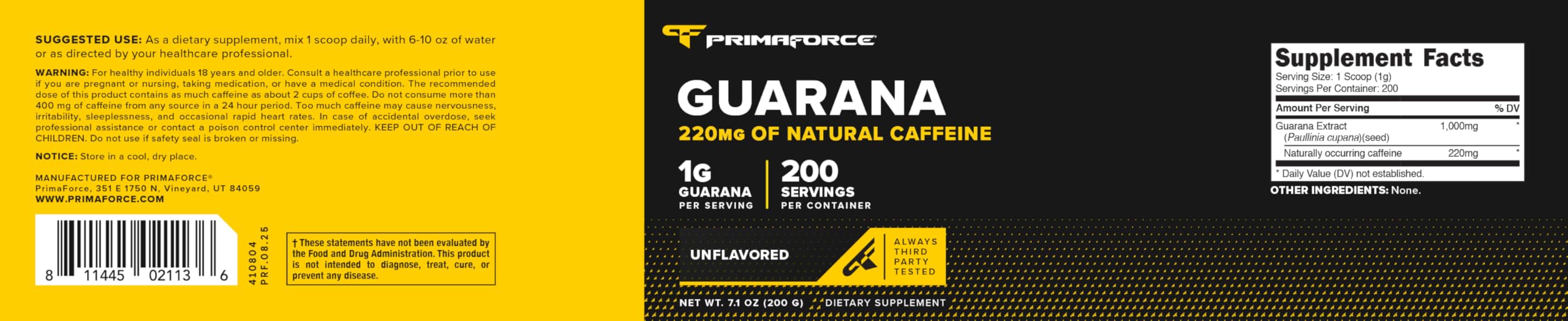 Primaforce Guarana Powder texture shows fine powder for smooth blending