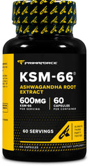 PrimaForce KSM-66 Ashwagandha bottle with 600mg capsules
