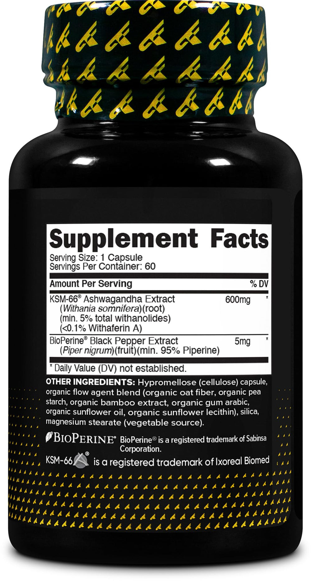 Ashwagandha KSM-66 label with supplement facts