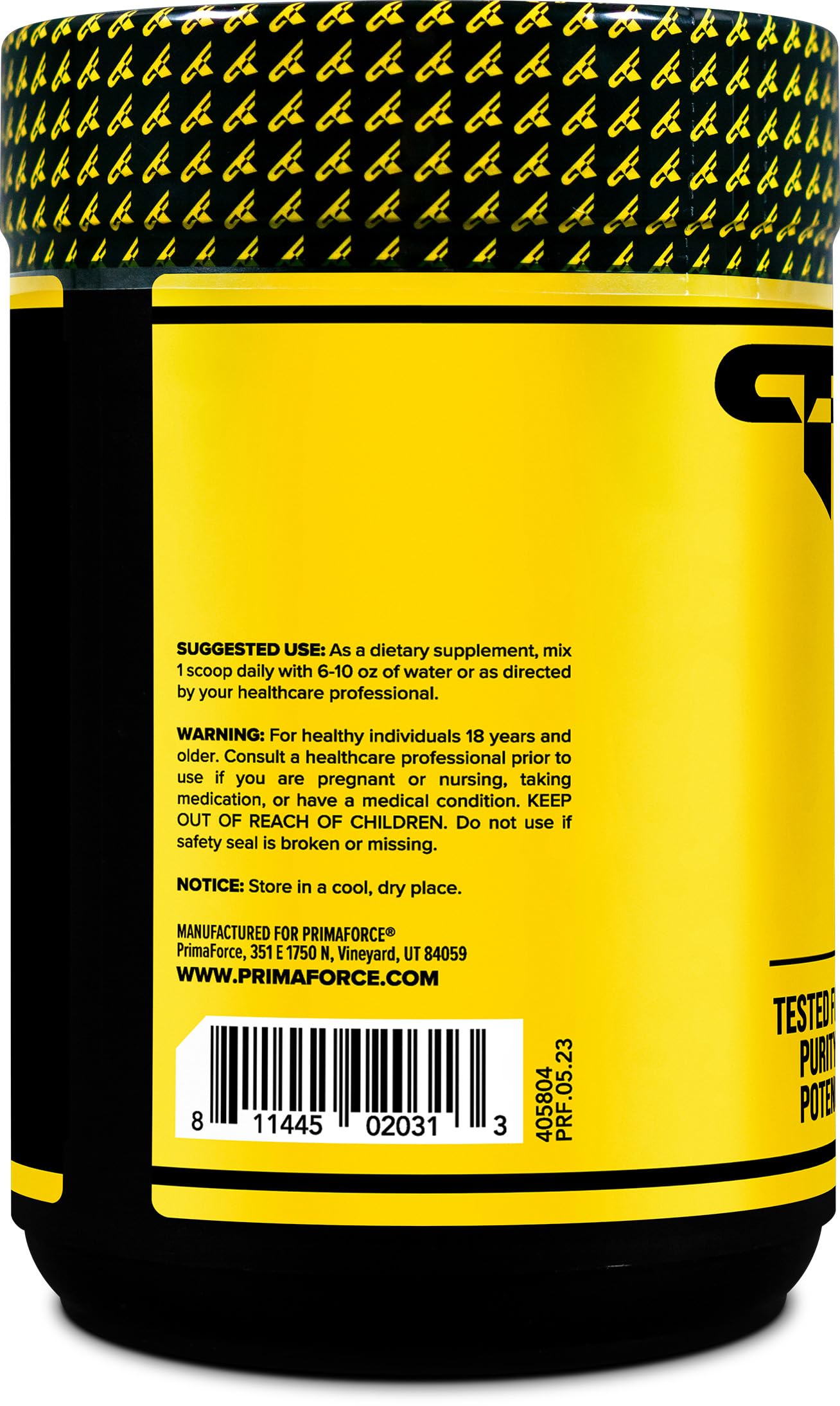Primaforce L-Glutamine 500g container with seal