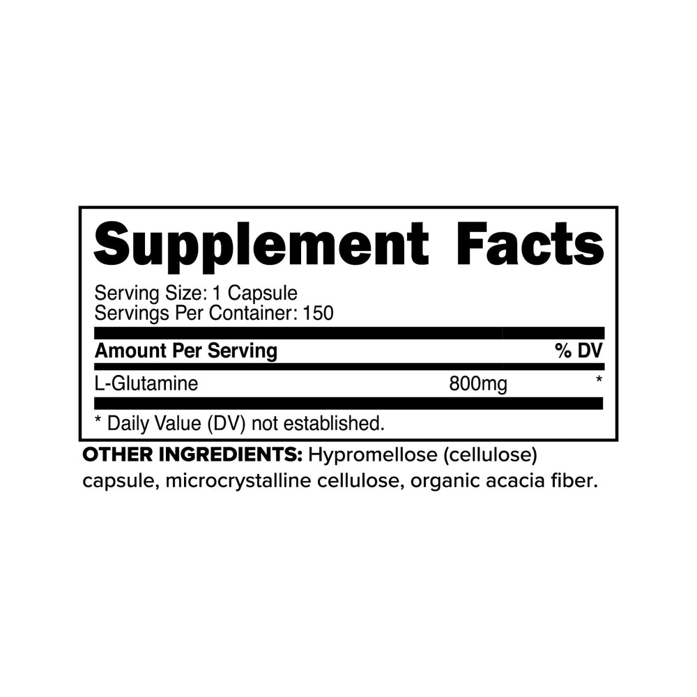 Close-up of L-Glutamine capsules