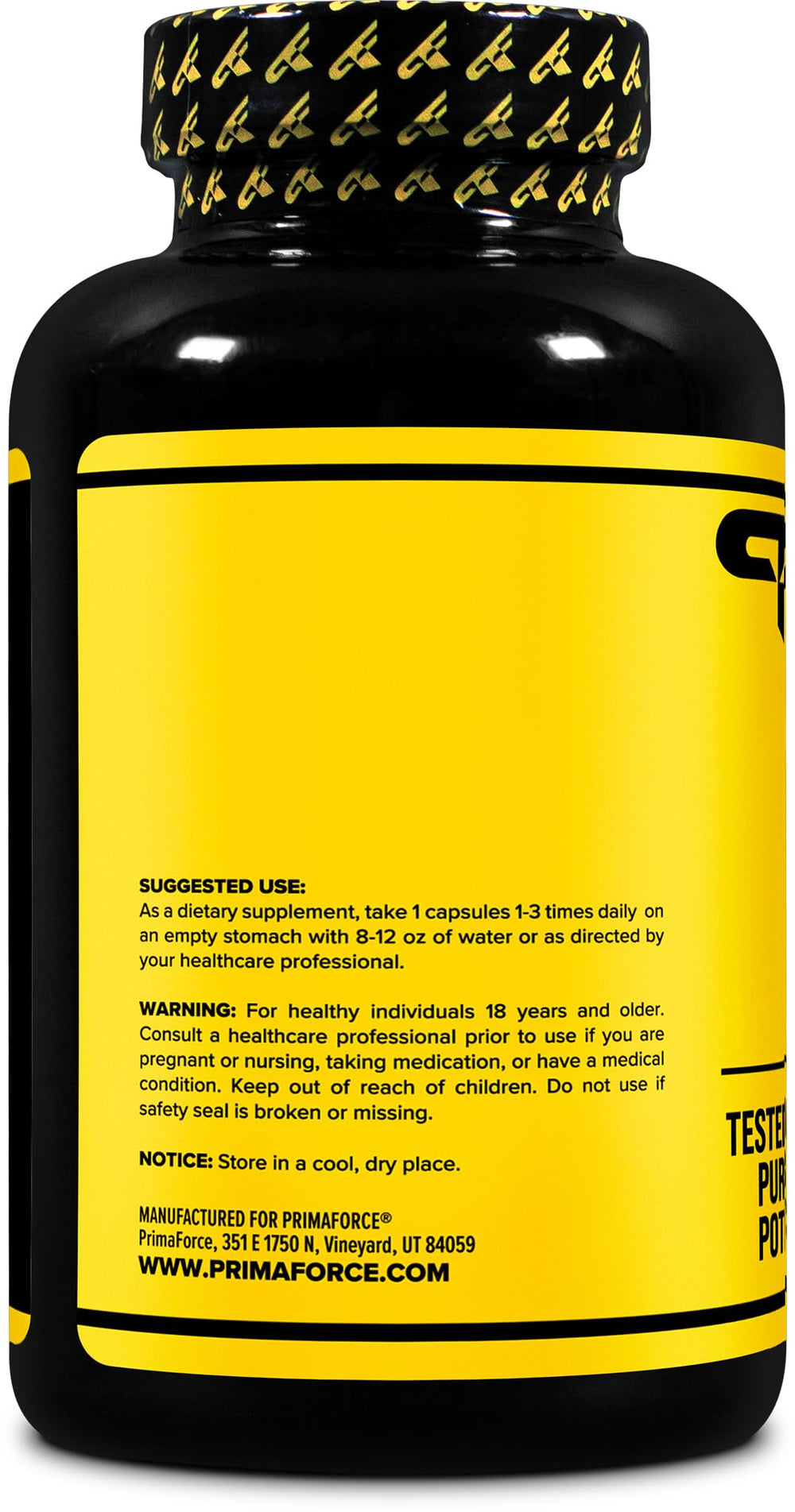 Nutritional supplement bottle with 150 capsules