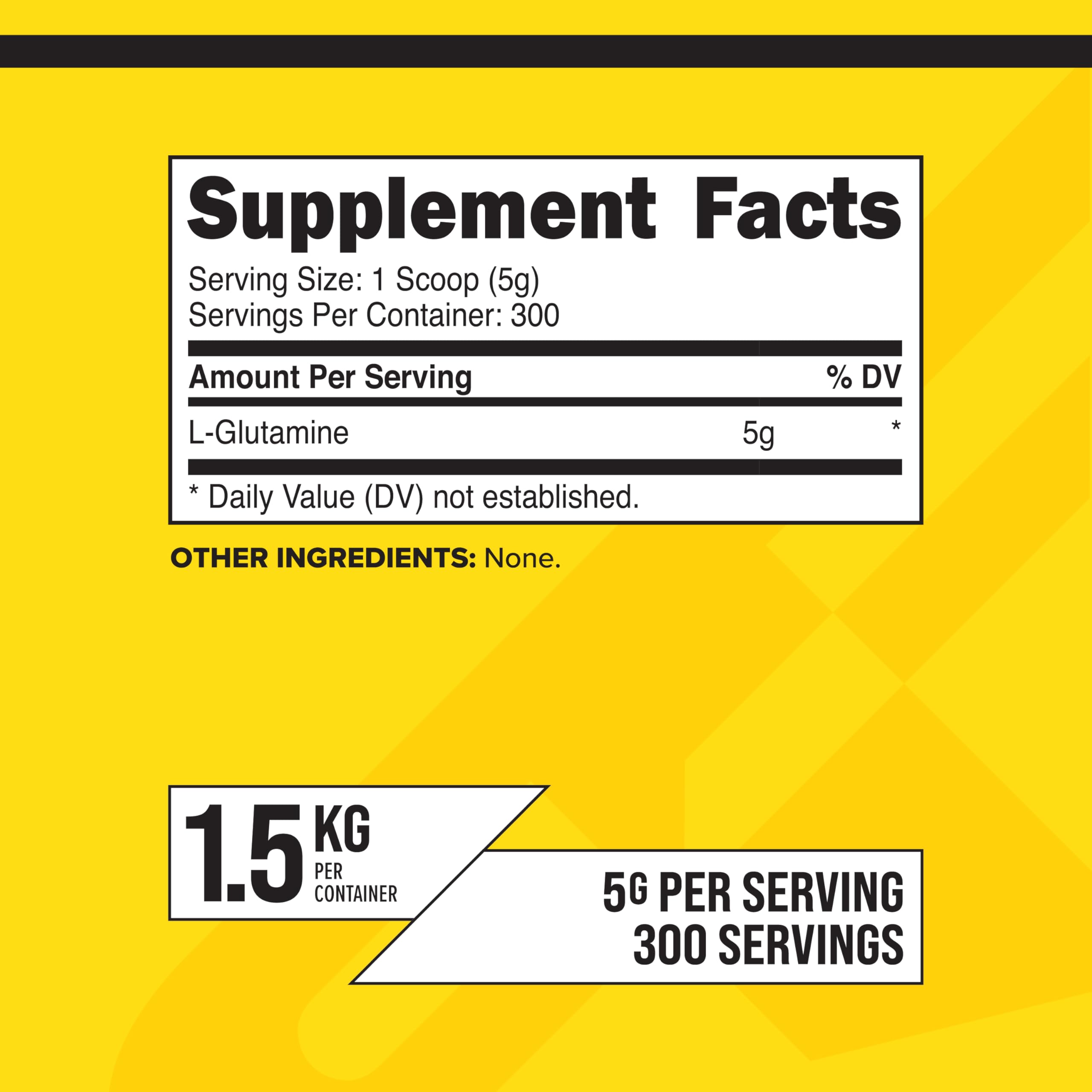 Back label displaying ingredients and serving size on Primaforce L-Glutamine 1500g