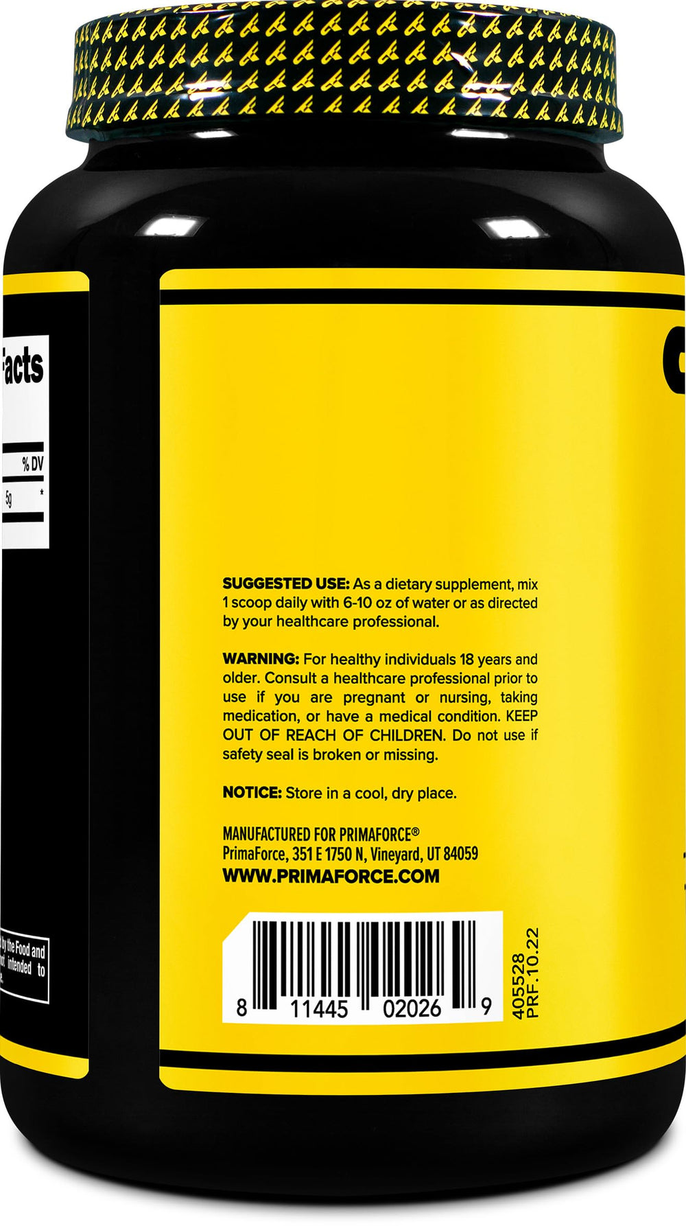 Serving scoop of Primaforce L-Glutamine Powder 1500g unflavored