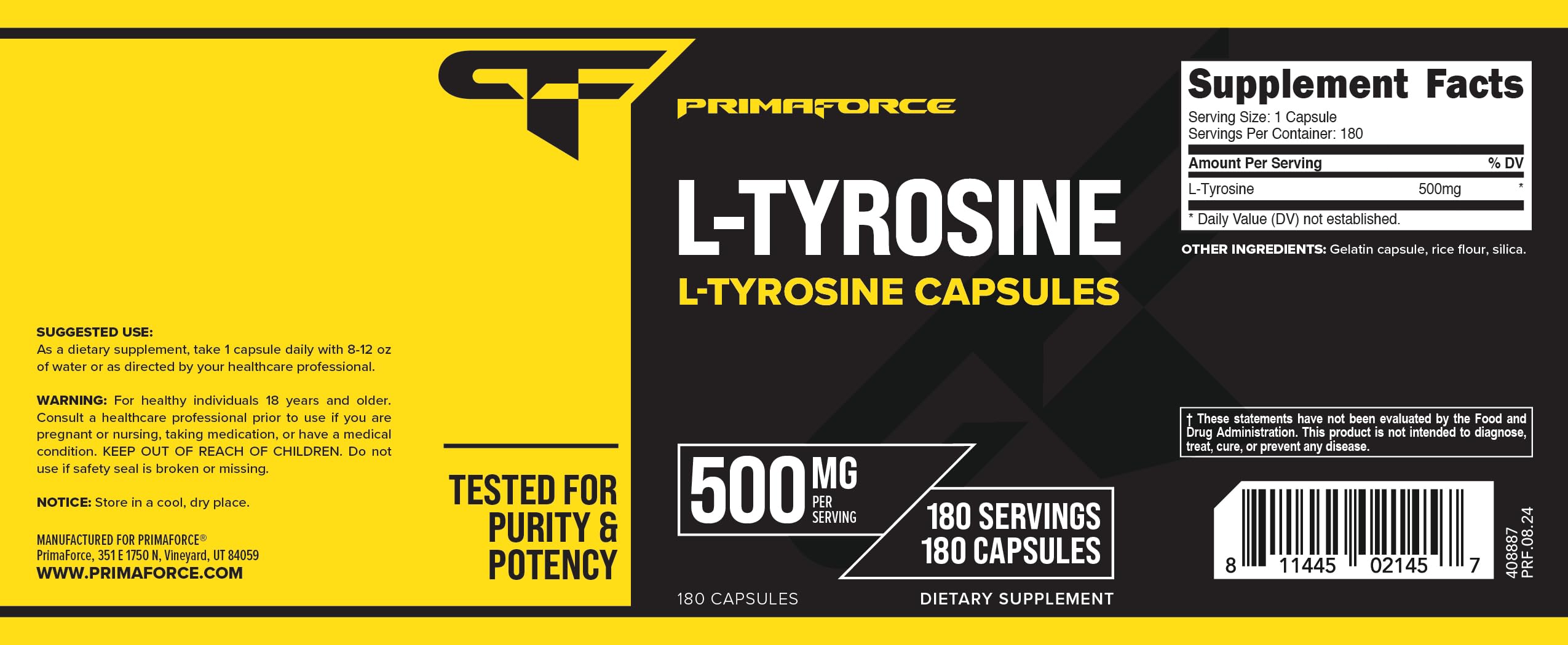 Person taking Primaforce L-Tyrosine capsules with water