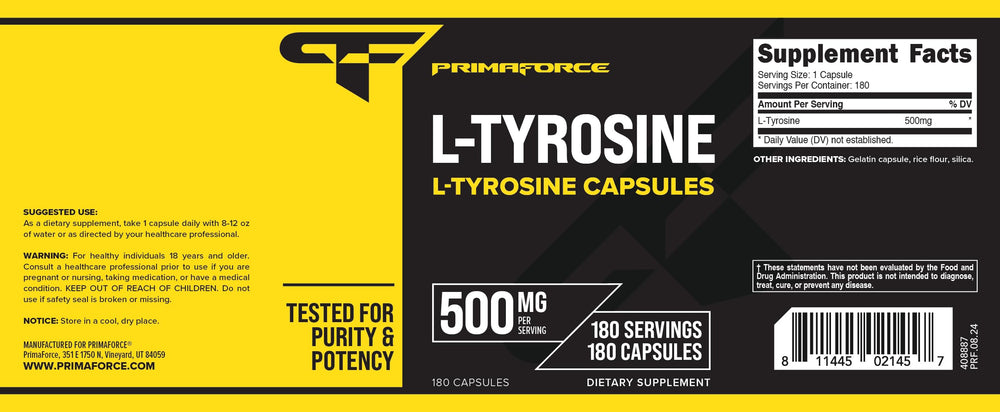 Person taking Primaforce L-Tyrosine capsules with water