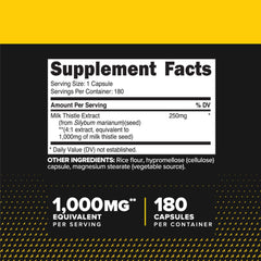 Close-up of milk thistle extract indicating 4:1 potency