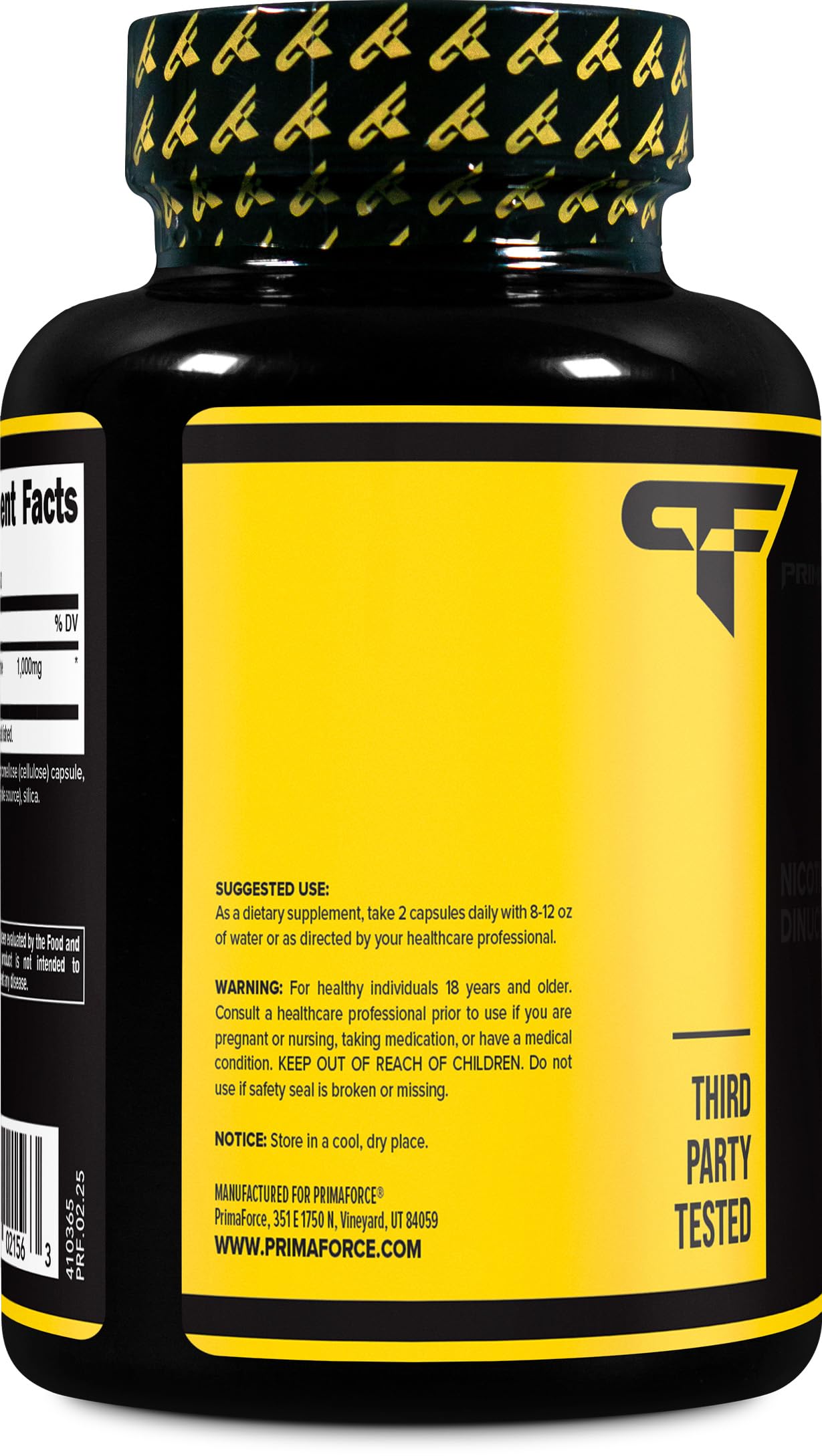 Two-capsule NAD+ serving size showing 1000 mg per serving