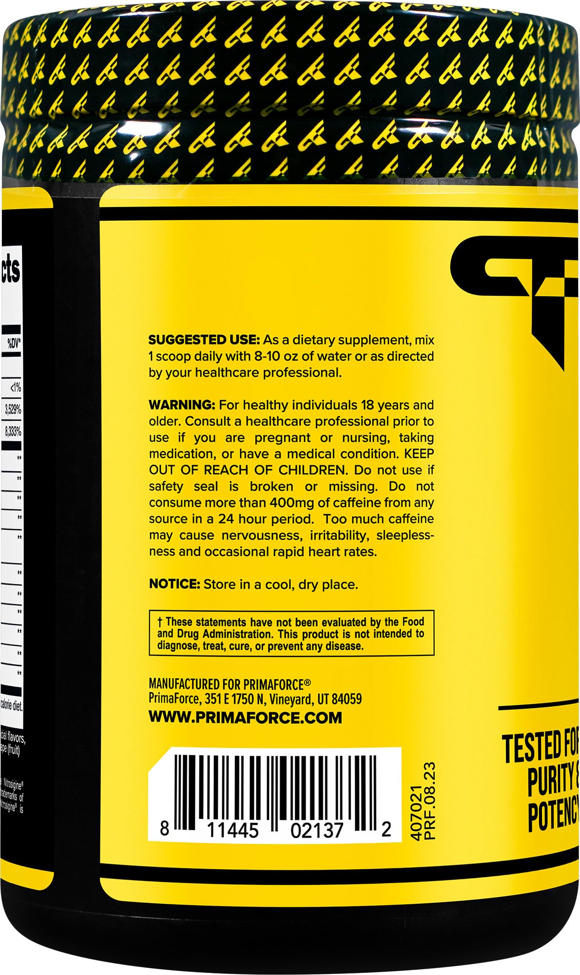 Primaforce Pre-Workout Complex grape glass image showing mixed powder for energy