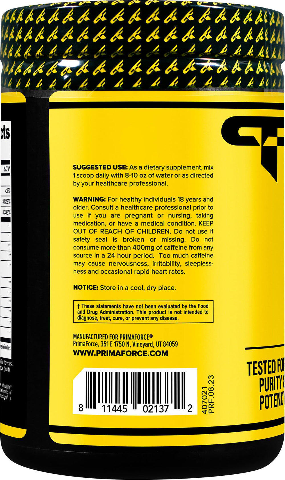 Primaforce Pre-Workout Complex grape glass image showing mixed powder for energy