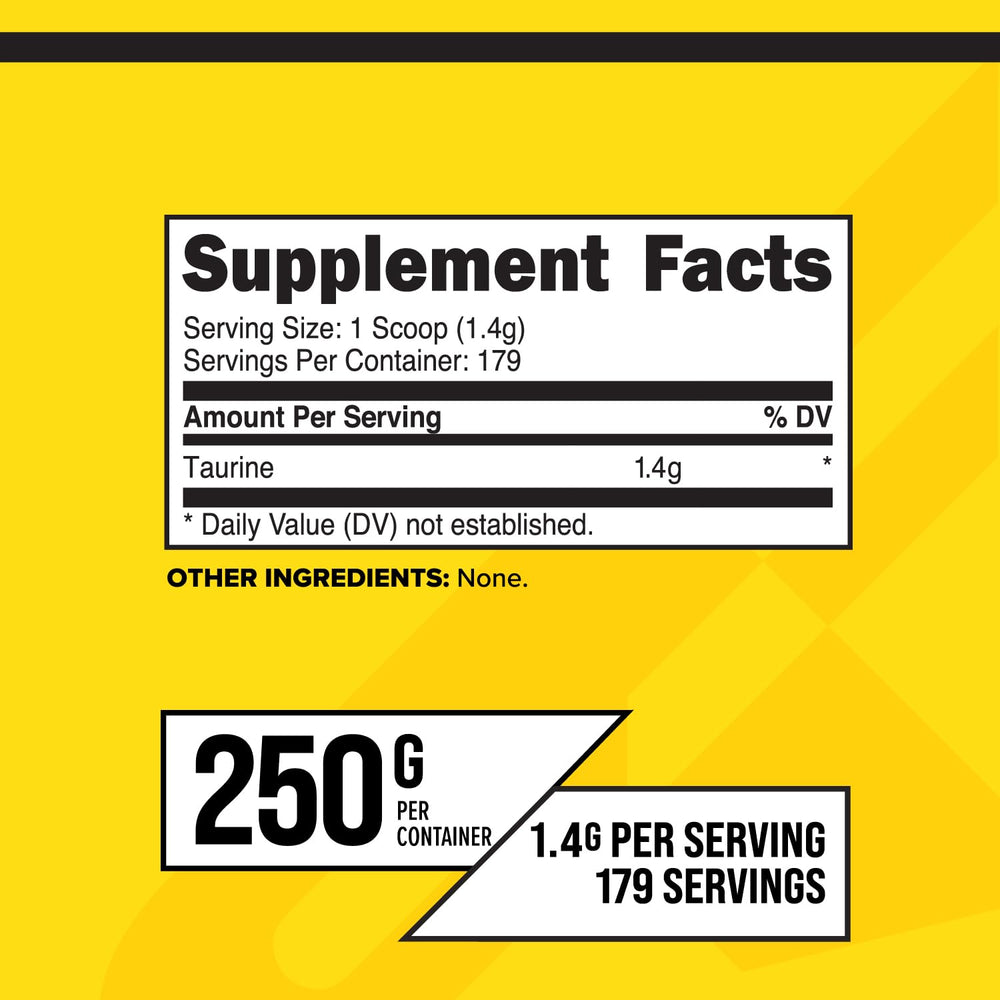 Nutrition facts for PrimaForce Taurine Powder 250g