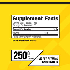 Nutrition facts for PrimaForce Taurine Powder 250g