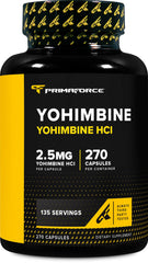 Front view of PrimaForce Yohimbine HCl 2.5mg bottle with 270 capsules