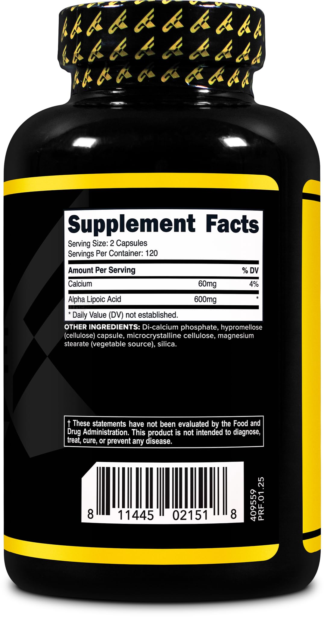 Front view of Primaforce Alpha Lipoic Acid bottle with packaging