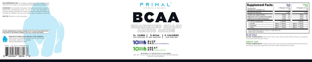 2:1:1 Instantized BCAA per serving (L-Leucine, L-Isoleucine, L-Valine)
