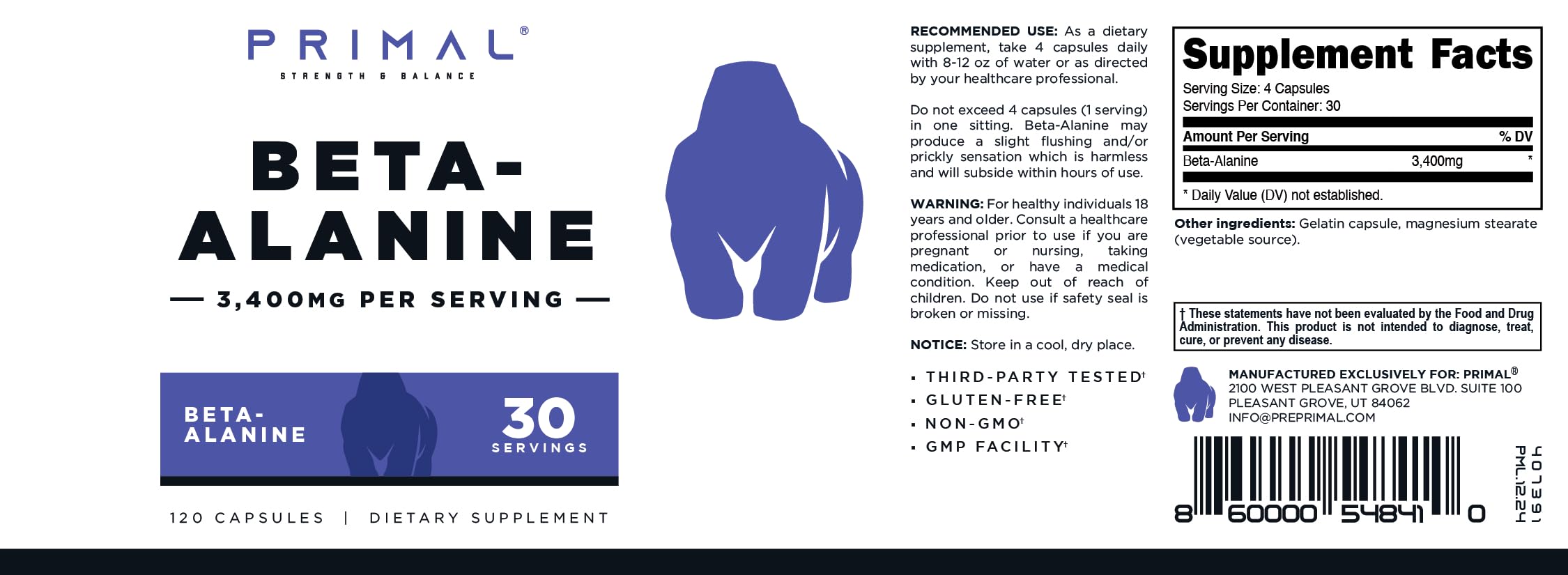 Athlete using Primal Beta-Alanine capsules in a workout setting