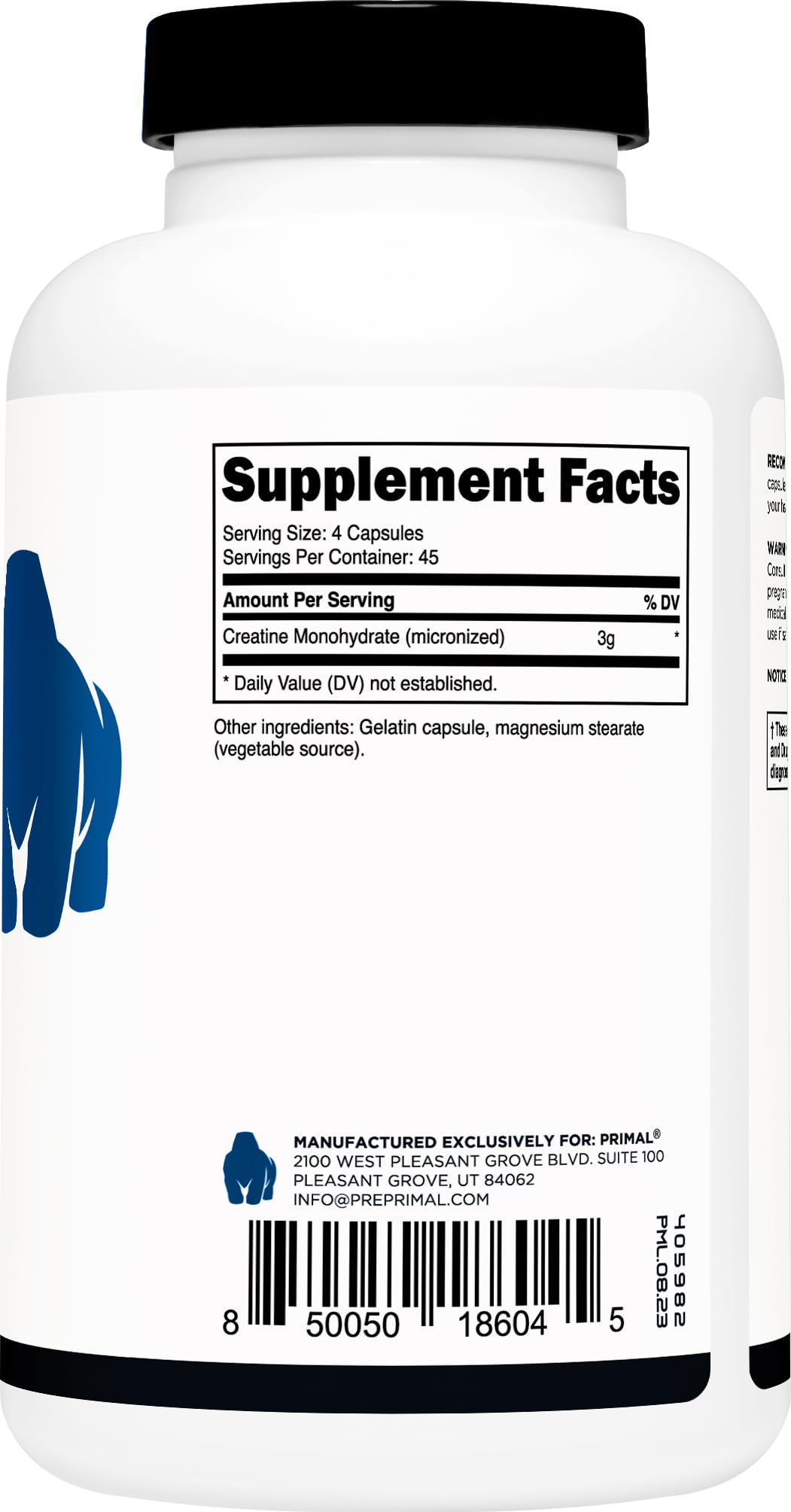 Third-party testing certification imagery for Primal Creatine Monohydrate