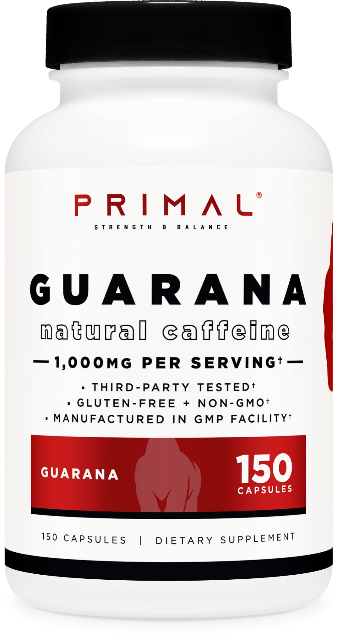 Primal Guarana bottle pour highlights steady energy for focus