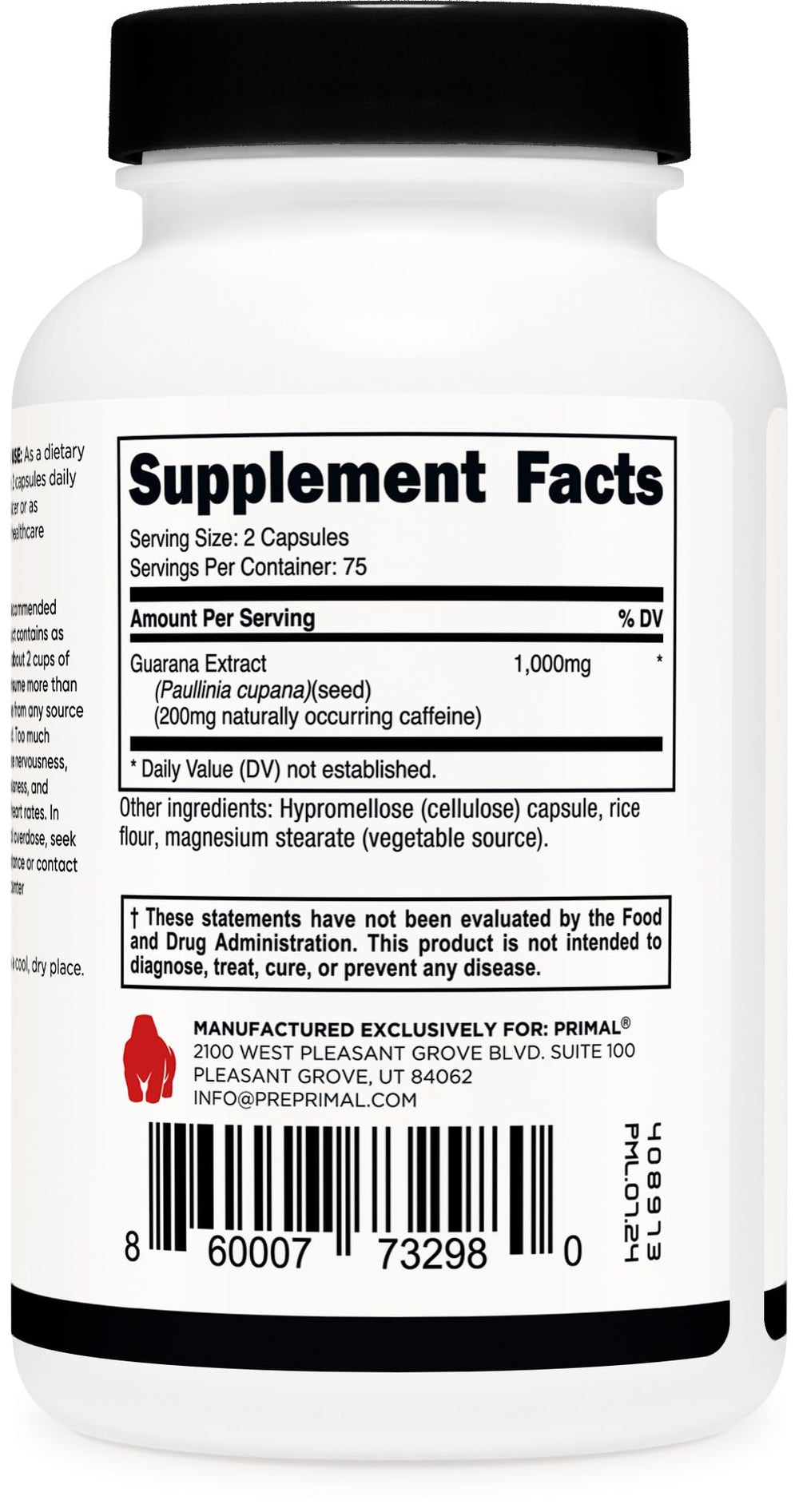 Primal Guarana capsules in hand suggest convenient daily energy support