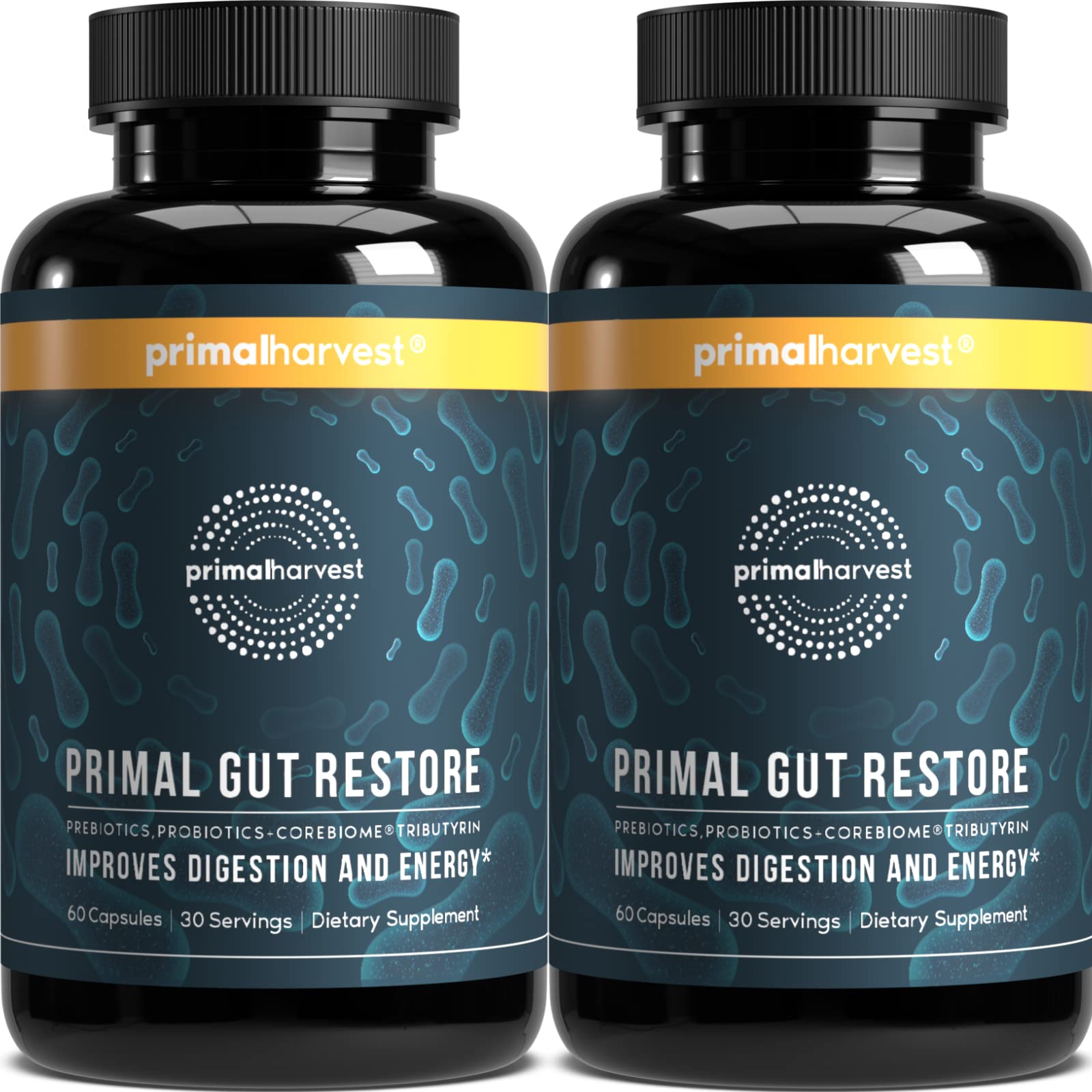 Primal Harvest 2 Pack Gut Restore product bottles with packaging