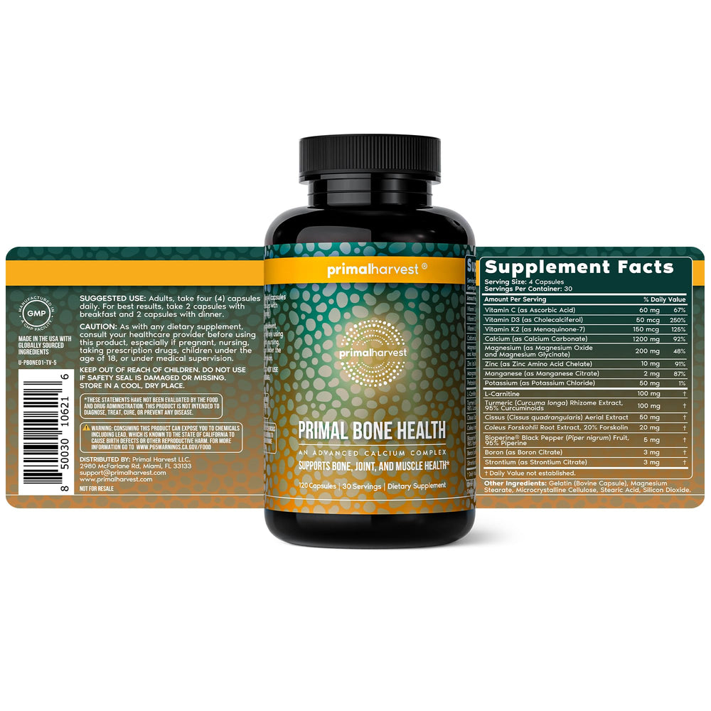 Packaging emphasizing bone health, joints, and mobility