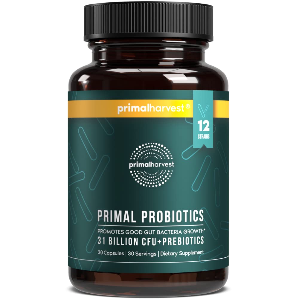 Bottle of Primal Harvest Probiotics with label visible