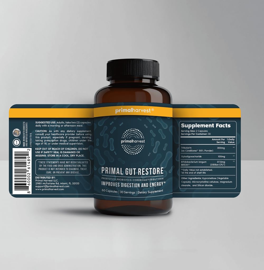Close-up of Primal Harvest Restore capsules