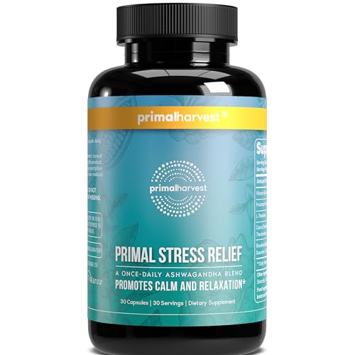 Primal Harvest stress relief product with Ashwagandha and L-Theanine (capsule)