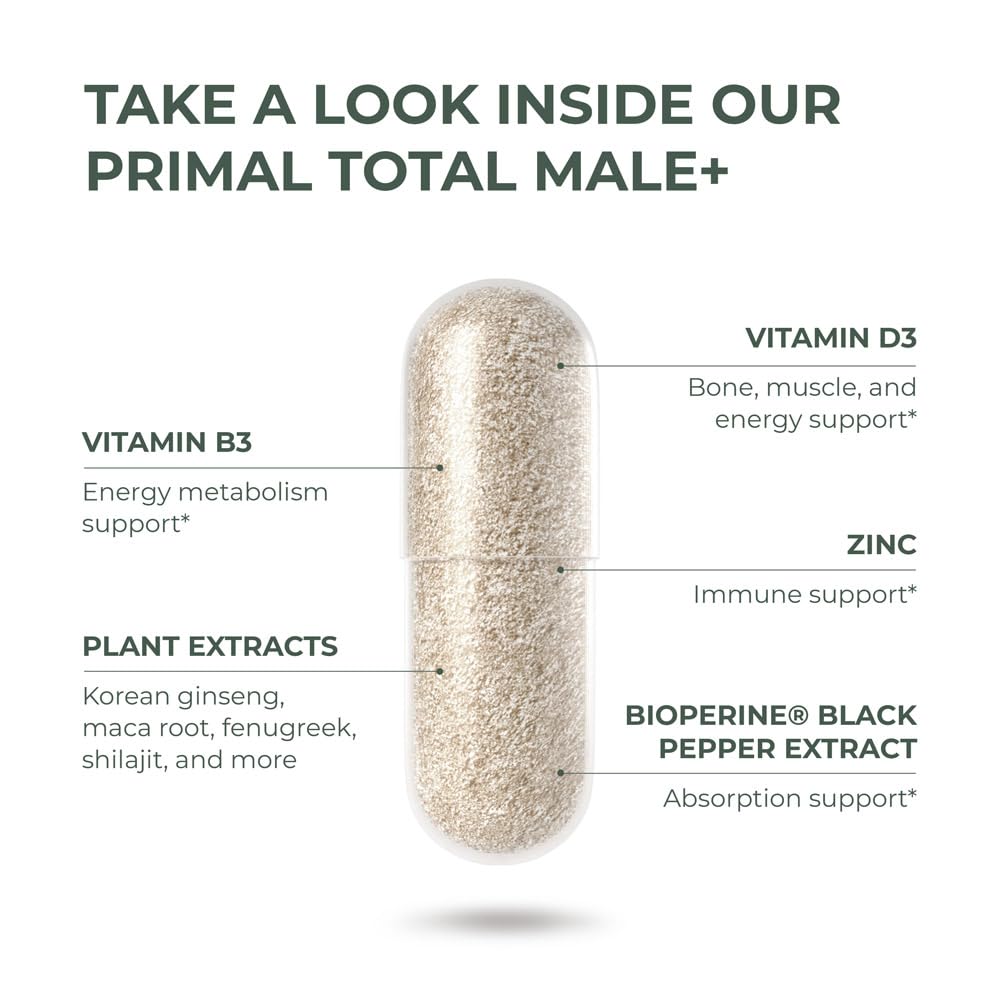 Box packaging of Primal Harvest Total Male+ multivitamin