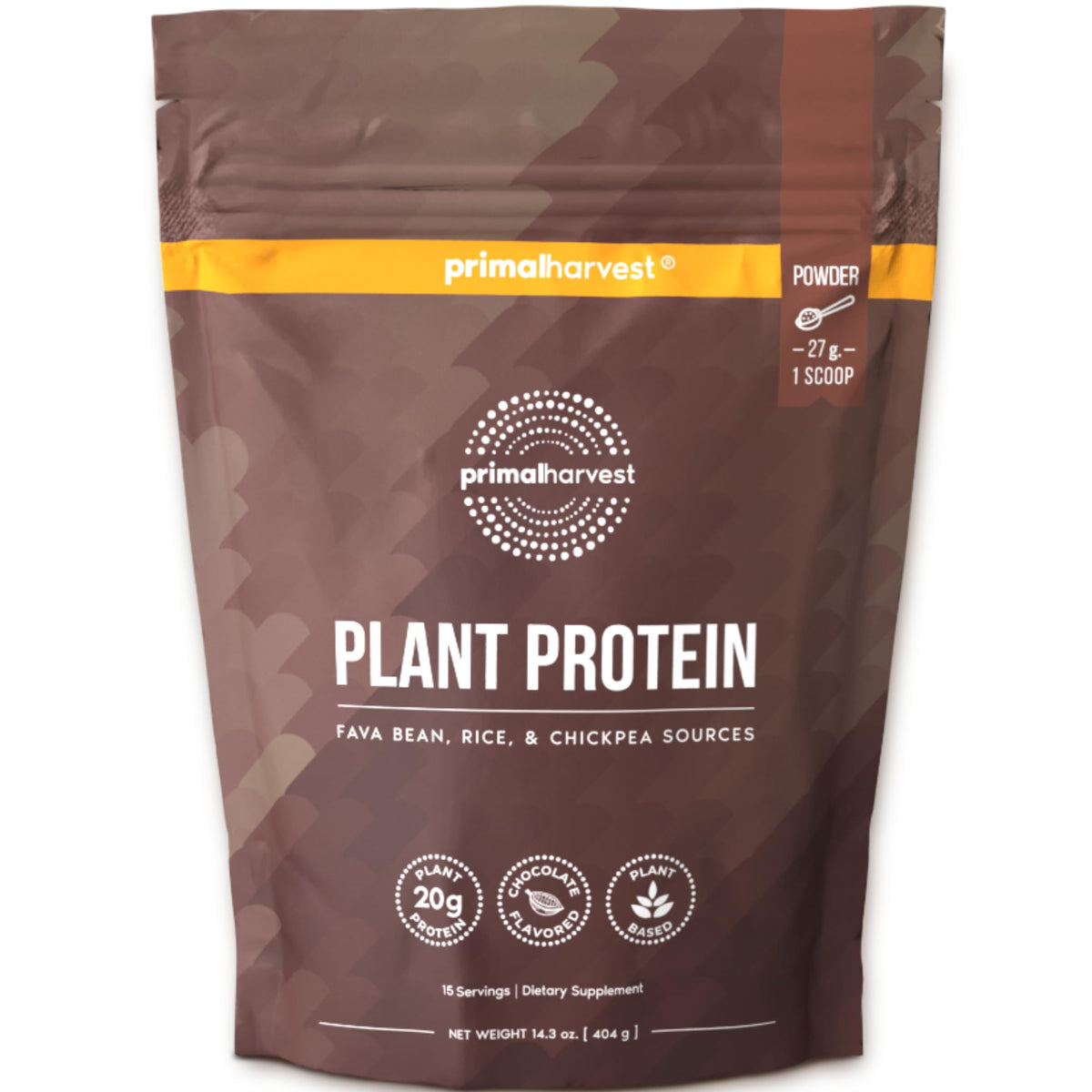 Primal Harvest vegan protein powder canister view showing container and label