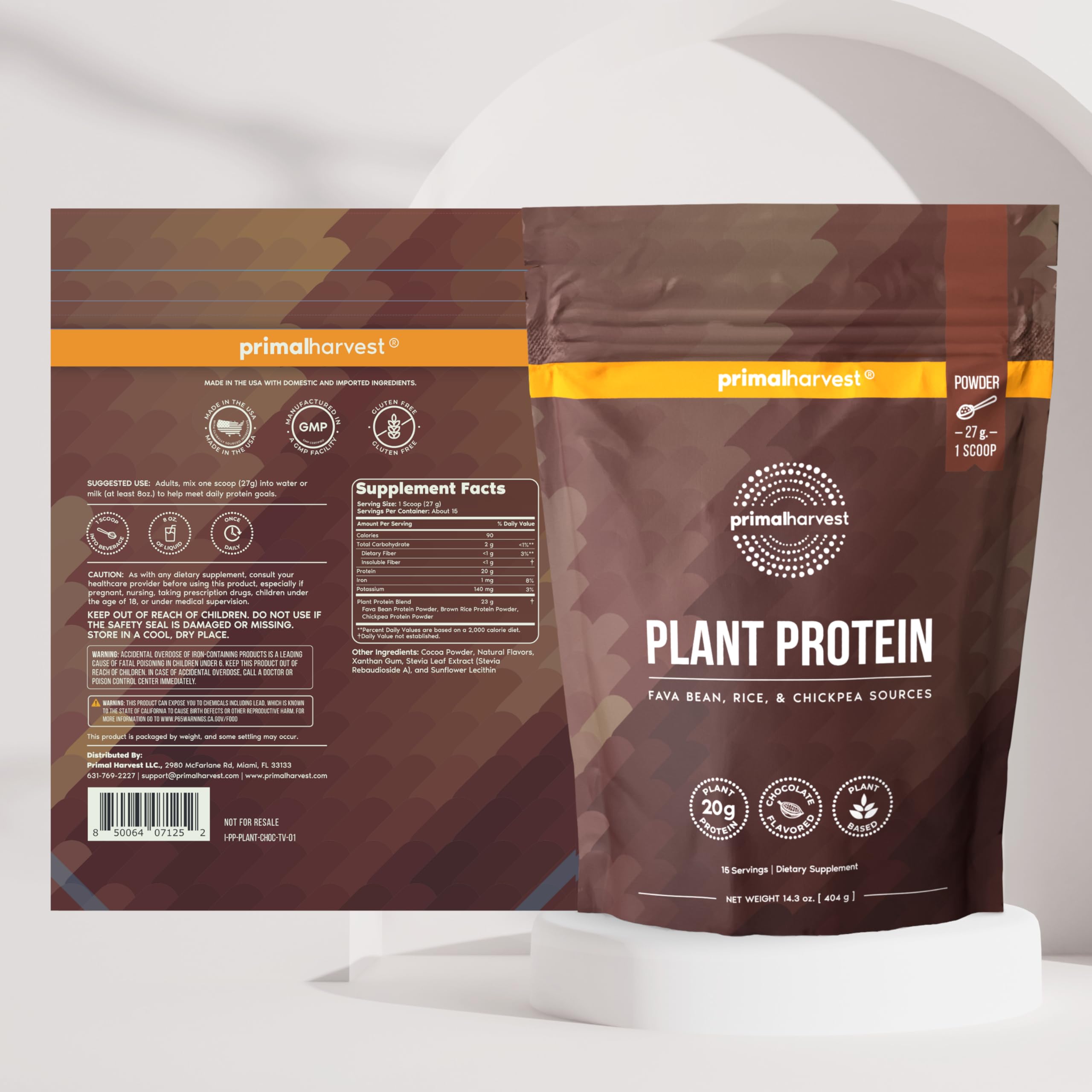 Primal Harvest vegan protein powder chocolate flavor pour for smooth blending