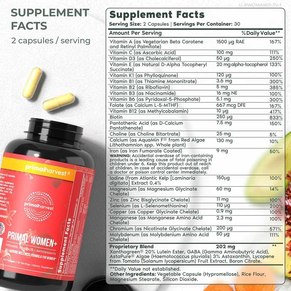 Product label detail showing vitamins and ingredients