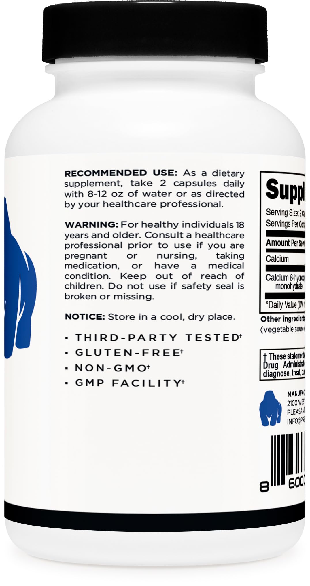 Primal HMB bottle front emphasizes premium, gluten-free, non-GMO formulation for athlete use