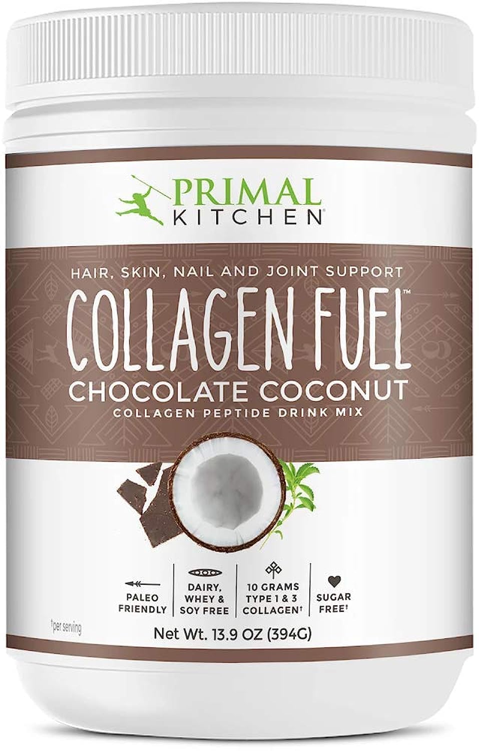 Primal Kitchen Collagen Peptide Drink Mix Chocolate Coconut 13.9 oz package