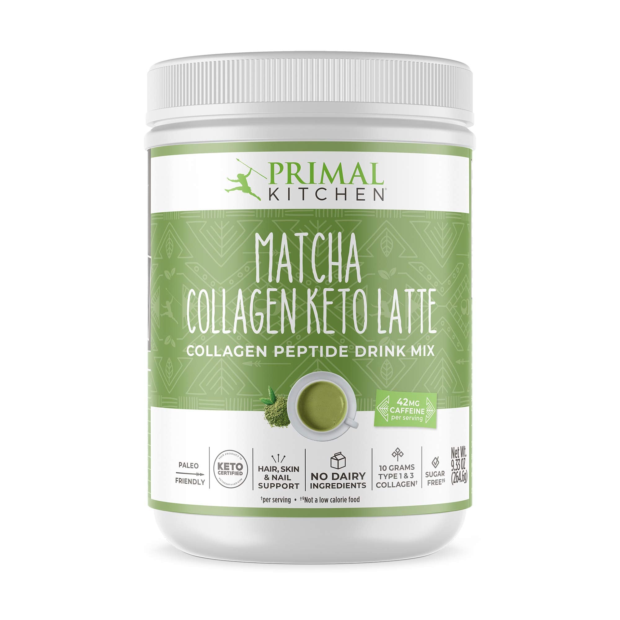 Primal Kitchen Matcha Collagen Keto Latte powder canister 9.33 oz