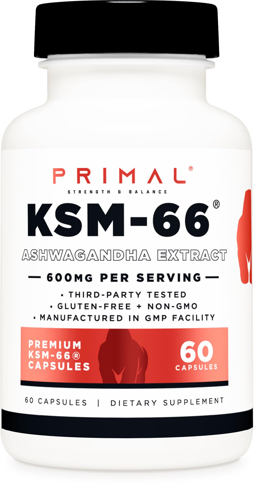 Primal KSM-66 Ashwagandha Complex bottle – 60 capsules