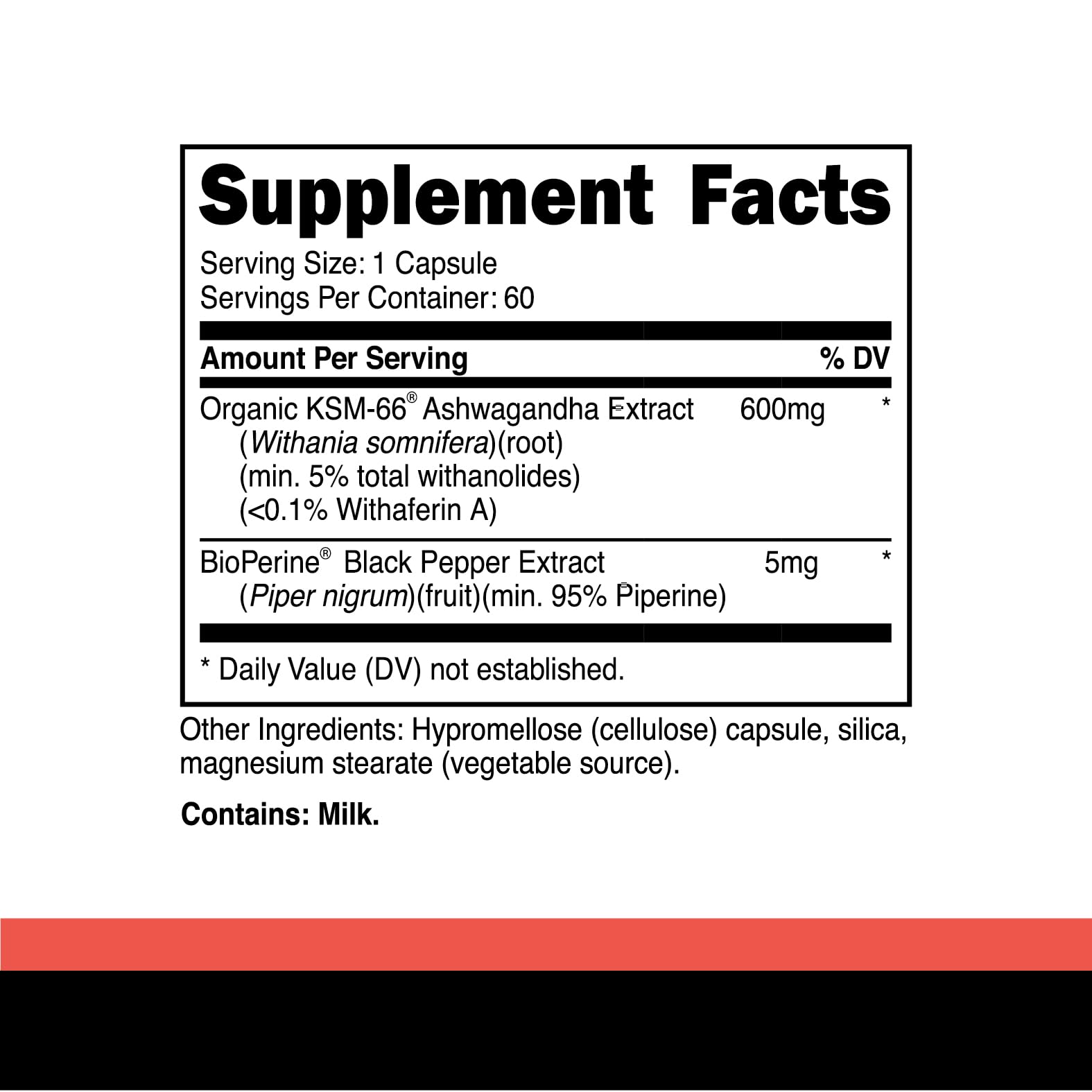 Close-up of Primal KSM-66 Ashwagandha capsules showing 600 mg per serving