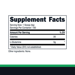 Unflavored L-Glutamine powder serving size 5 g