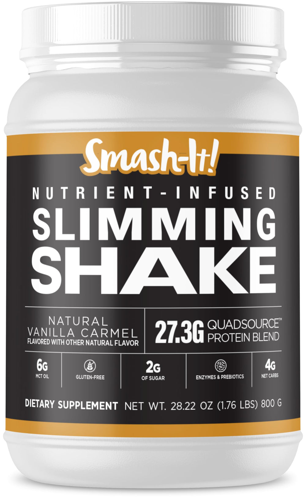 Primal Labs Smash-It vanilla bottle highlights gluten-free whey for keto meals.