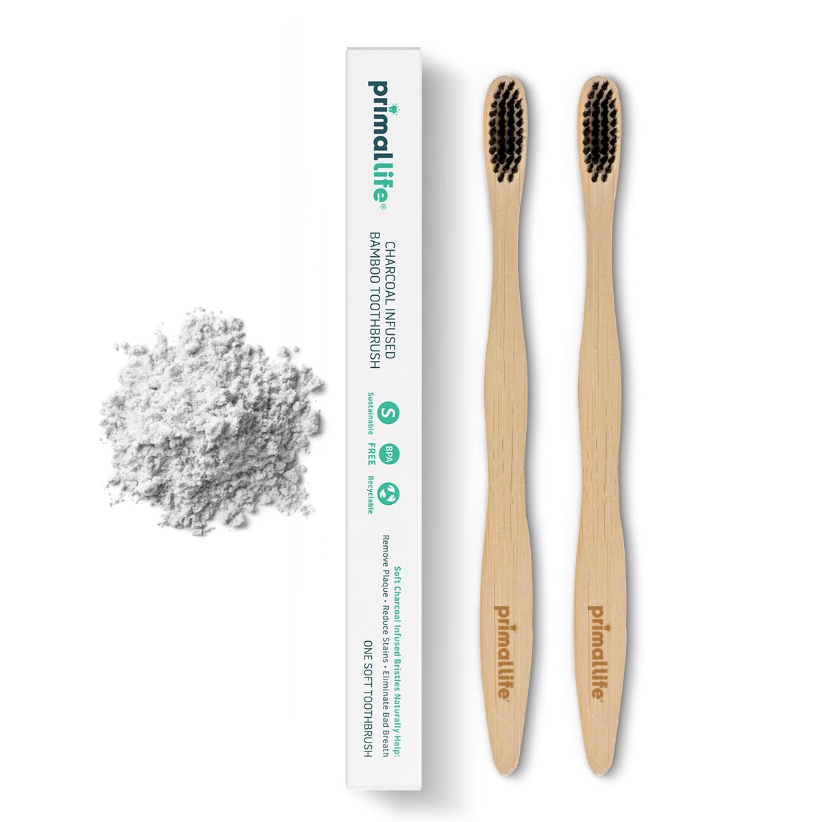 Primal Life Charcoal Toothbrush with bamboo handle