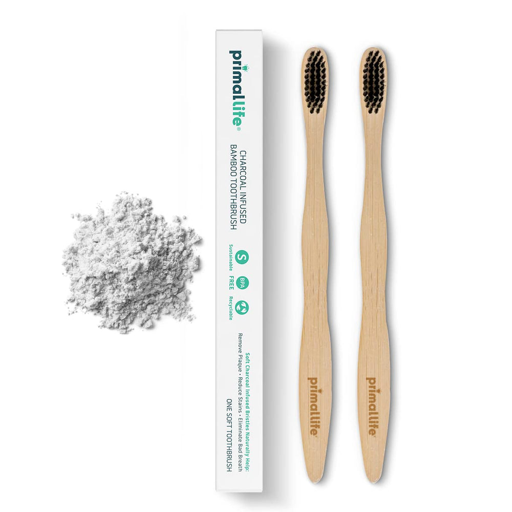 Primal Life Charcoal Toothbrush with bamboo handle