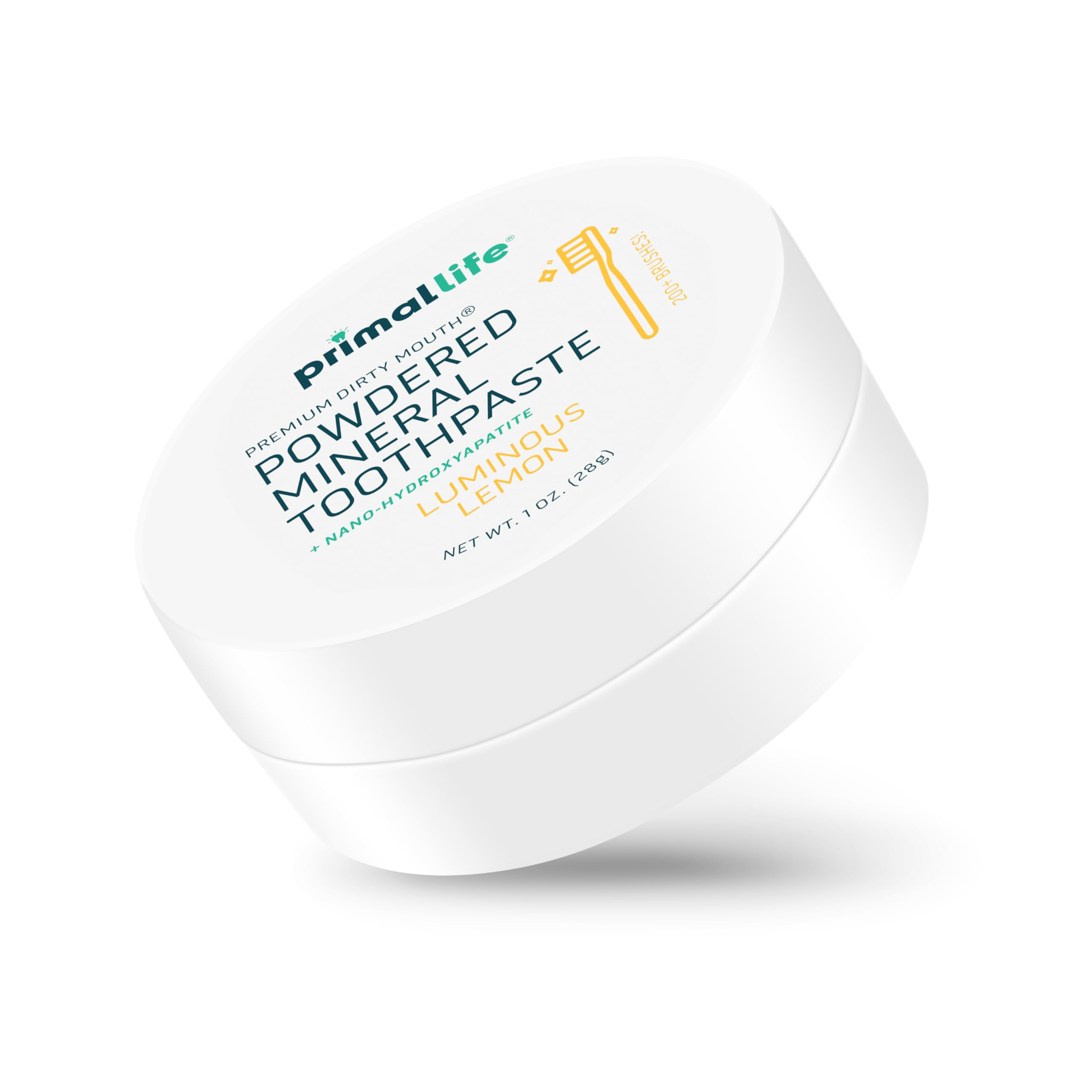Jar of Dirty Mouth Toothpowder Lemon flavor from Primal Life Organics
