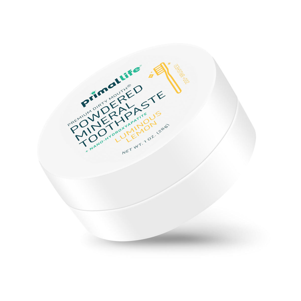 Jar of Dirty Mouth Toothpowder Lemon flavor from Primal Life Organics