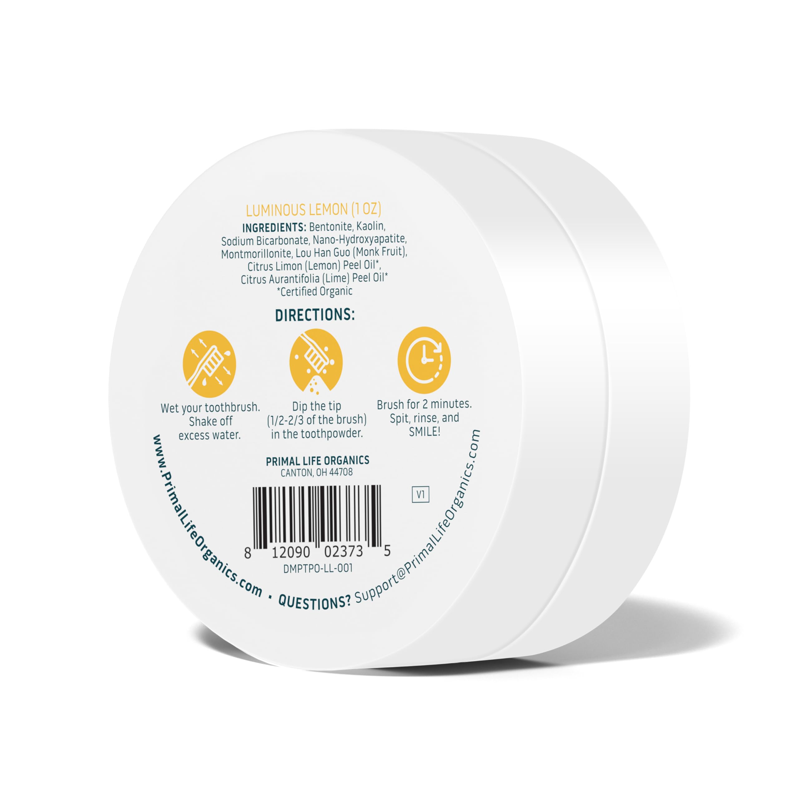 Lemon-flavored Dirty Mouth Toothpowder being used during brushing