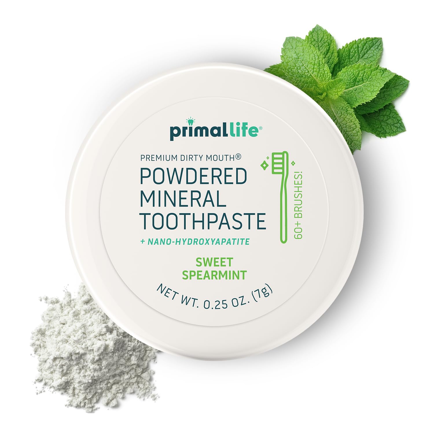 Jar of Primal Life Organics Dirty Mouth Toothpowder with label
