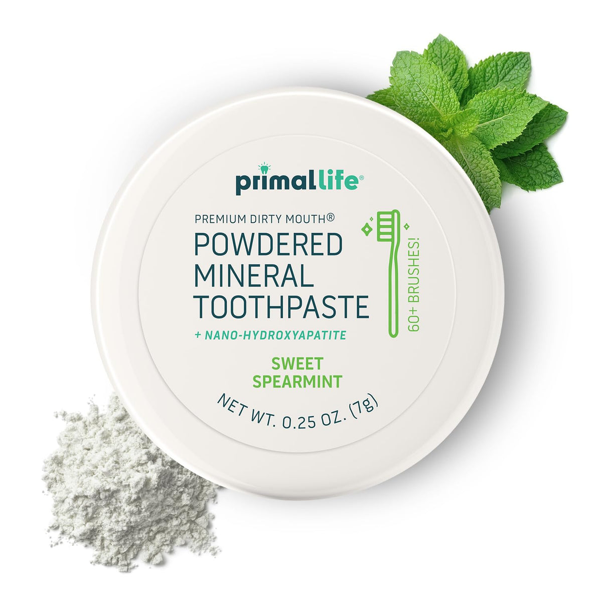 Jar of Primal Life Organics Dirty Mouth Toothpowder with label