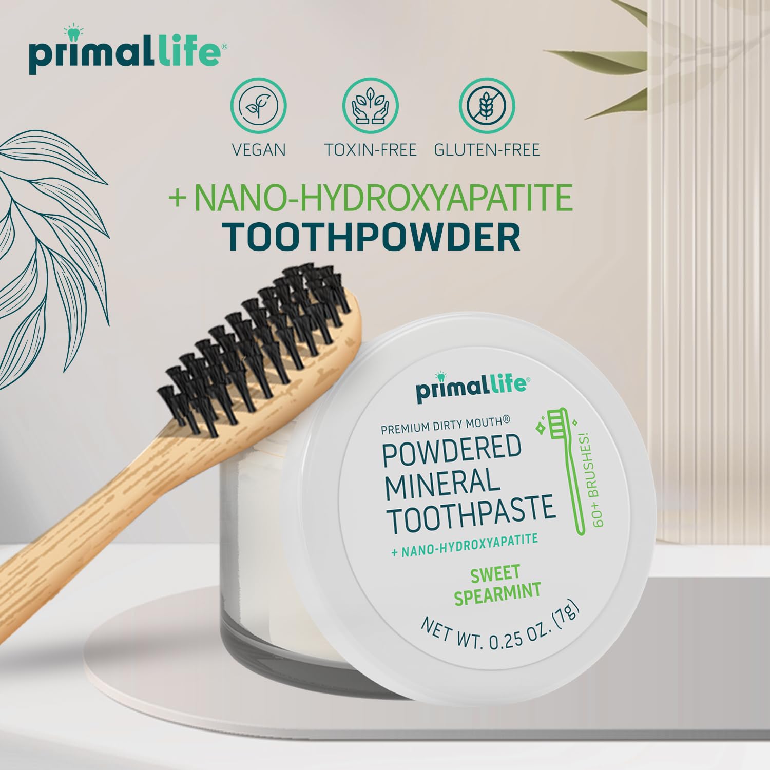 60+ brushings per jar claim on packaging