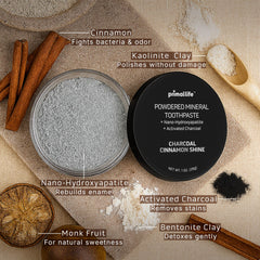 Brushing with Dirty Mouth Toothpowder: wet toothbrush dipped into powder