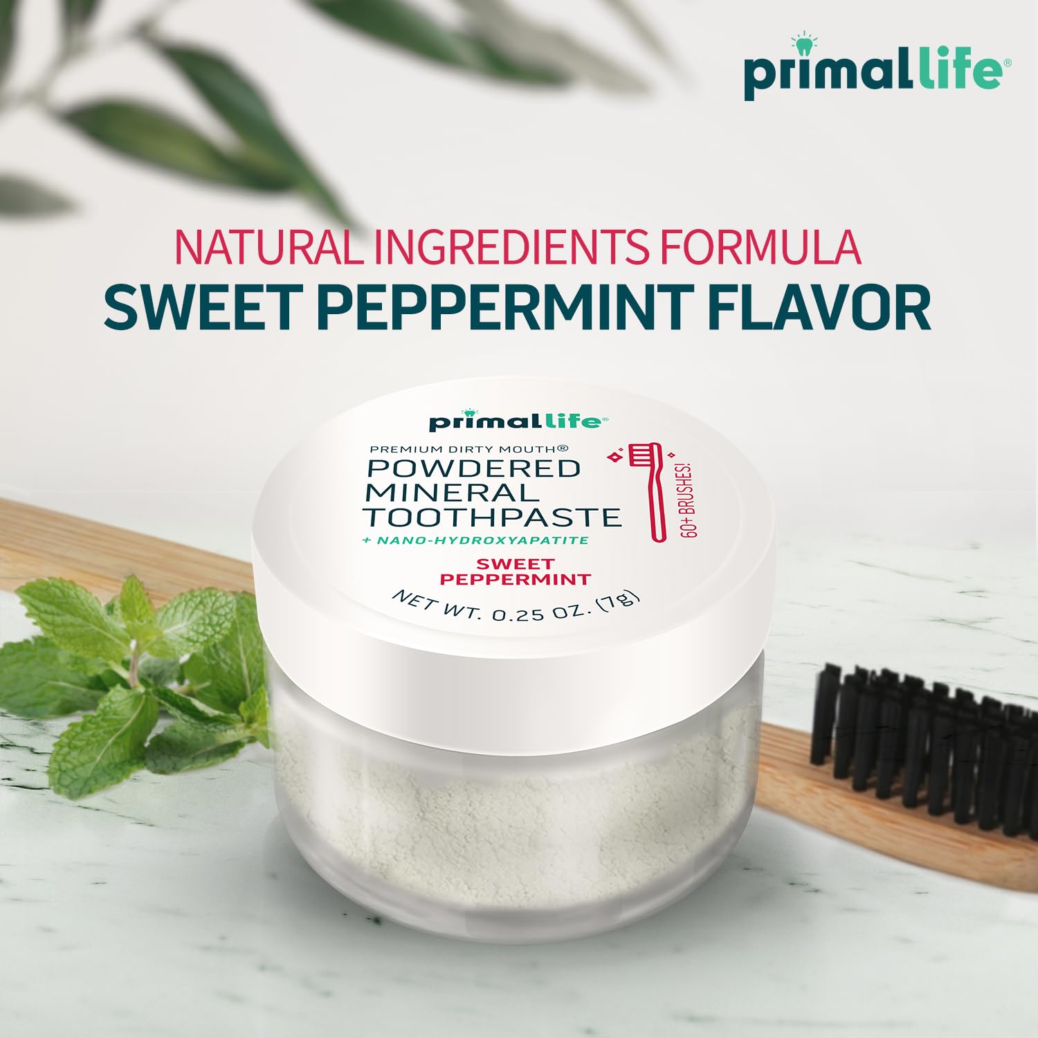 0.25 oz travel-size toothpowder packaging